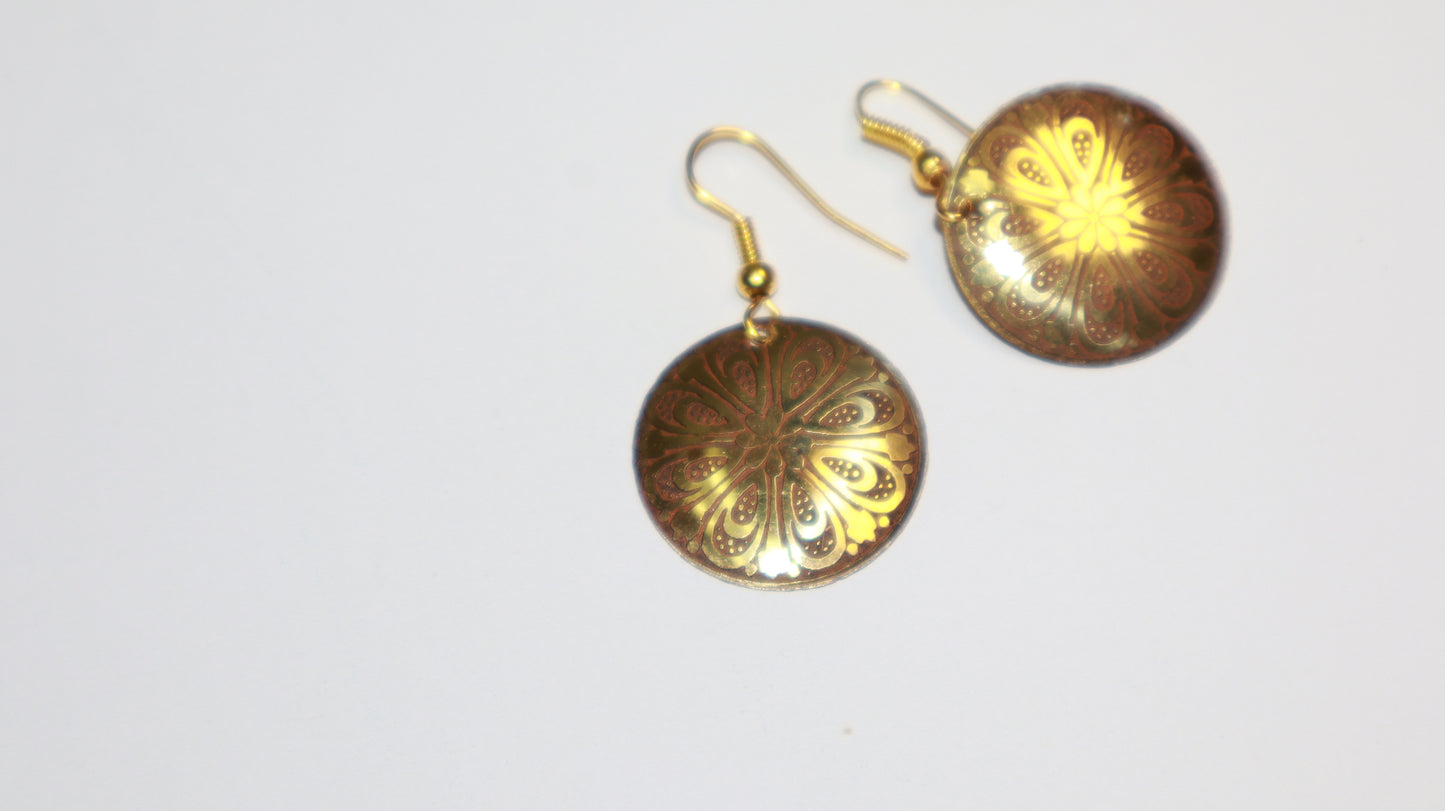 Golden Lotus Disc Earrings