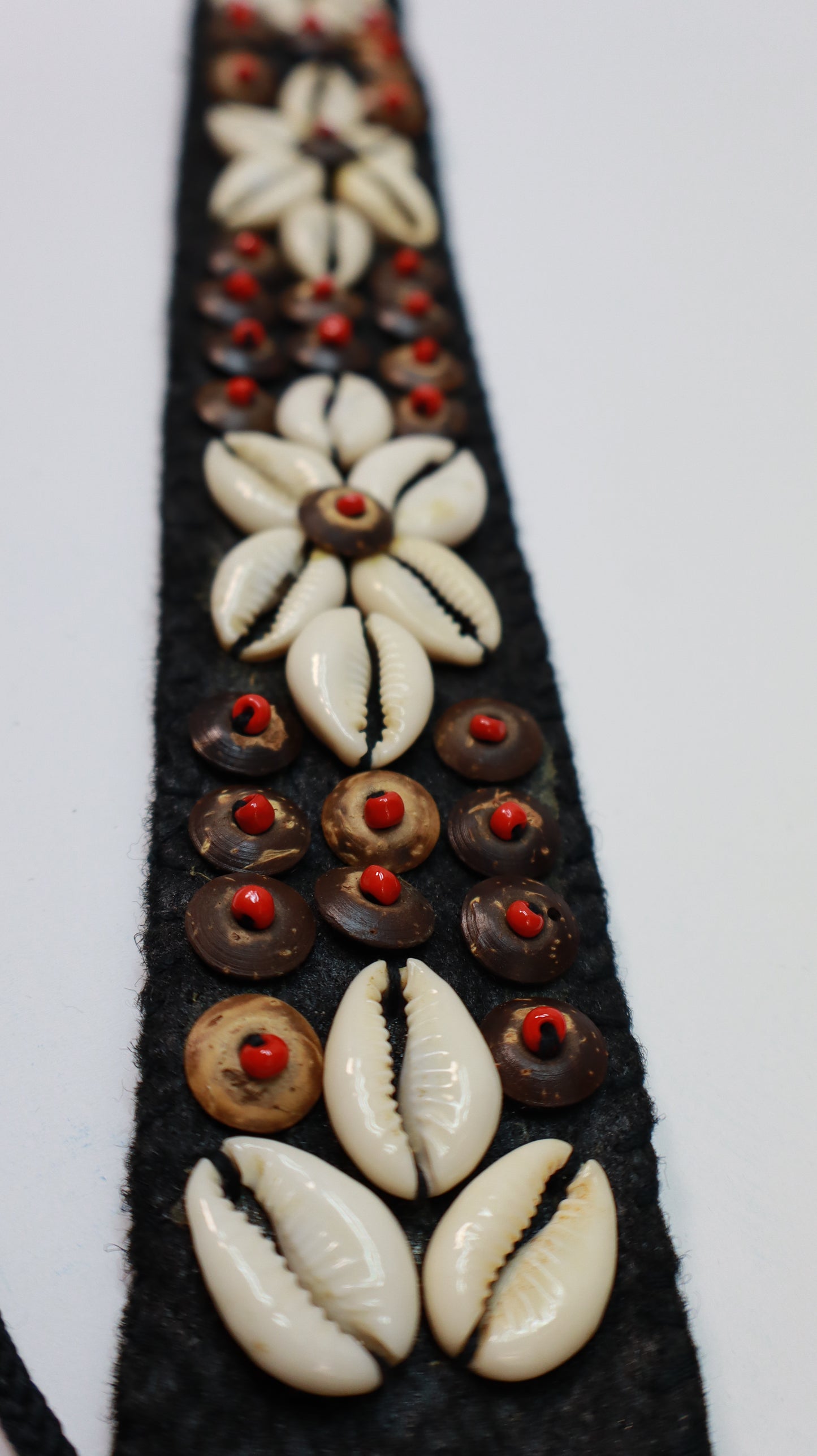 Red Bloom Cowrie Shell Belt