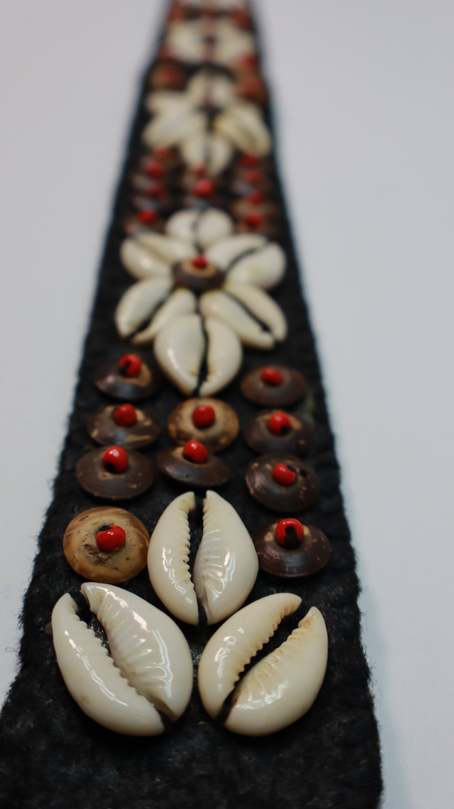 Red Bloom Cowrie Shell Belt