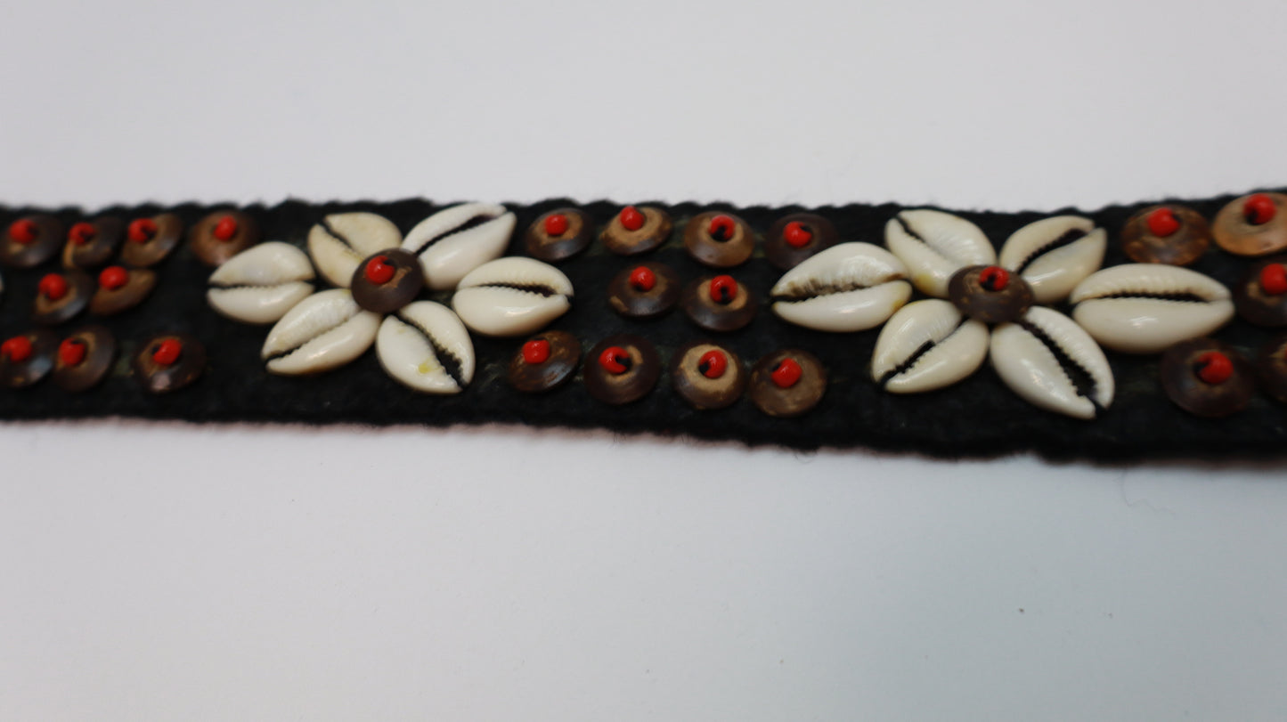 Red Bloom Cowrie Shell Belt