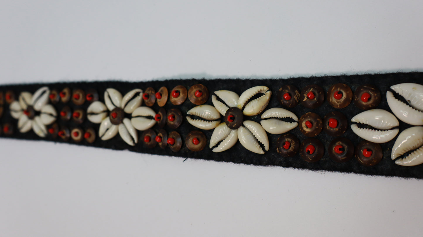 Red Bloom Cowrie Shell Belt