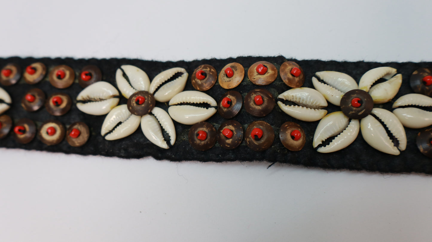 Red Bloom Cowrie Shell Belt