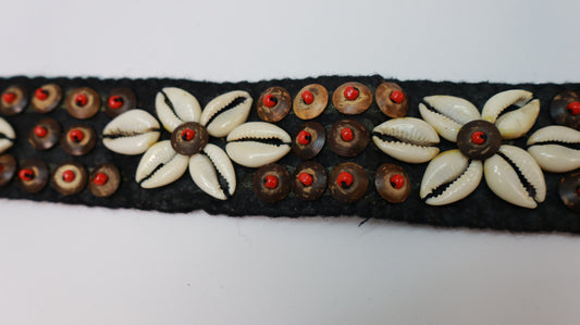 Red Bloom Cowrie Shell Belt
