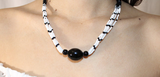 Monochrome Beaded Harmony Necklace