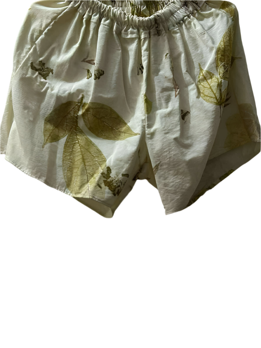 Botanical Eco-Printed Shorts – 100% Cotton (One of a Kind)