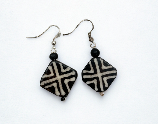 Bold Spiral Dzi-Inspired Drop Earrings