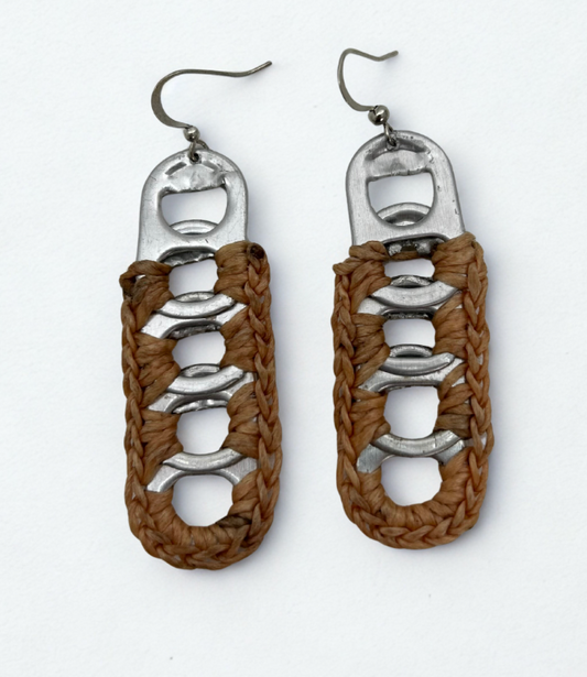 Eco-Chic Upcycled Can Tab & Fiber Earrings