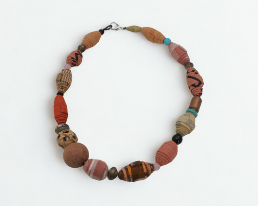 Terracotta Dreams Beaded Necklace – Handmade with Traditional  Fabrics