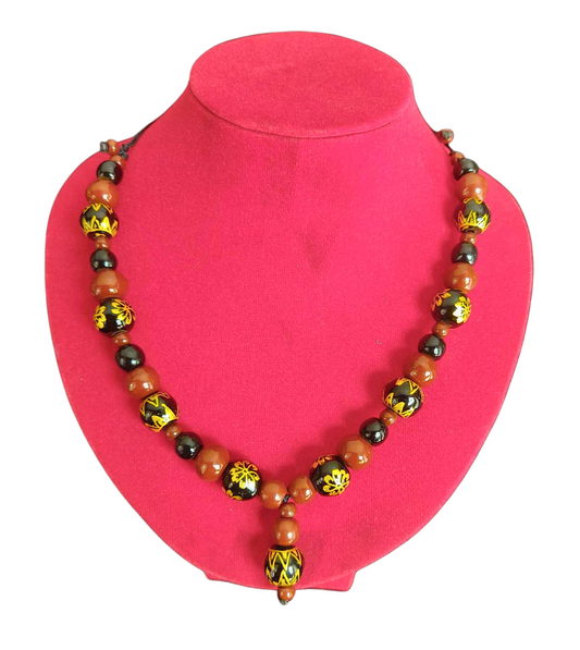 Golden Ember" Lacquerware Bead Necklace – NK05