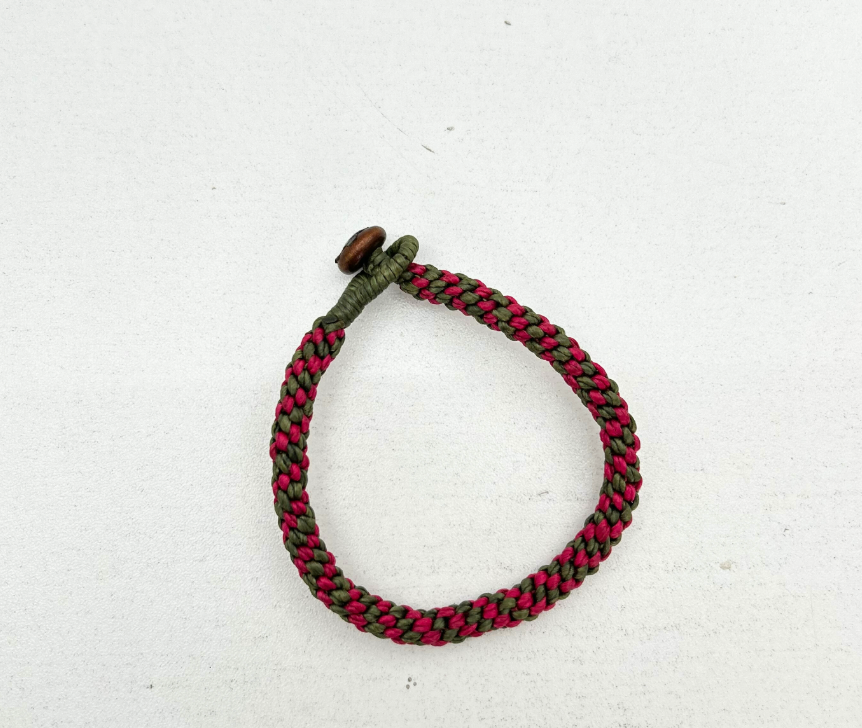Handmade Braided Fiber Bracelet – Green, Brown, Blue,red