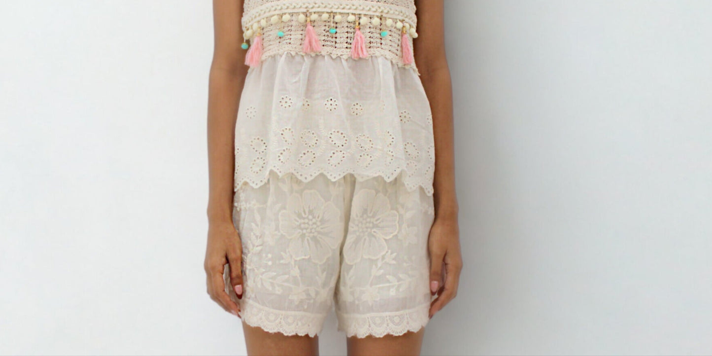 Luna Embroidered Lace Shorts