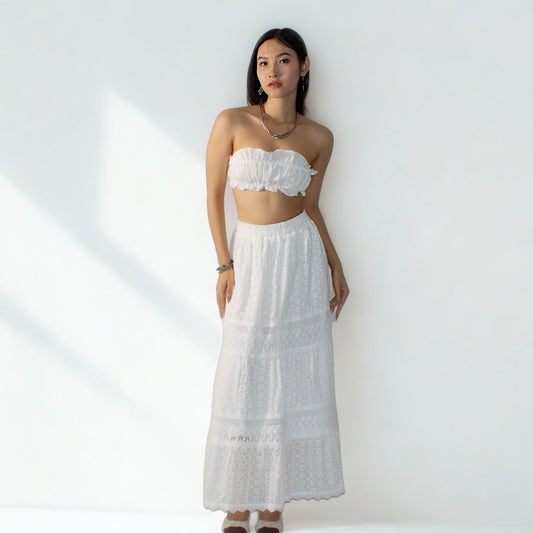 Amari Ruffle Bralette Top – Adjustable Tie-Back (White)