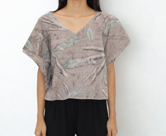 🌿 One-of-a-Kind Eco Print Top – 100% Natural Cotton