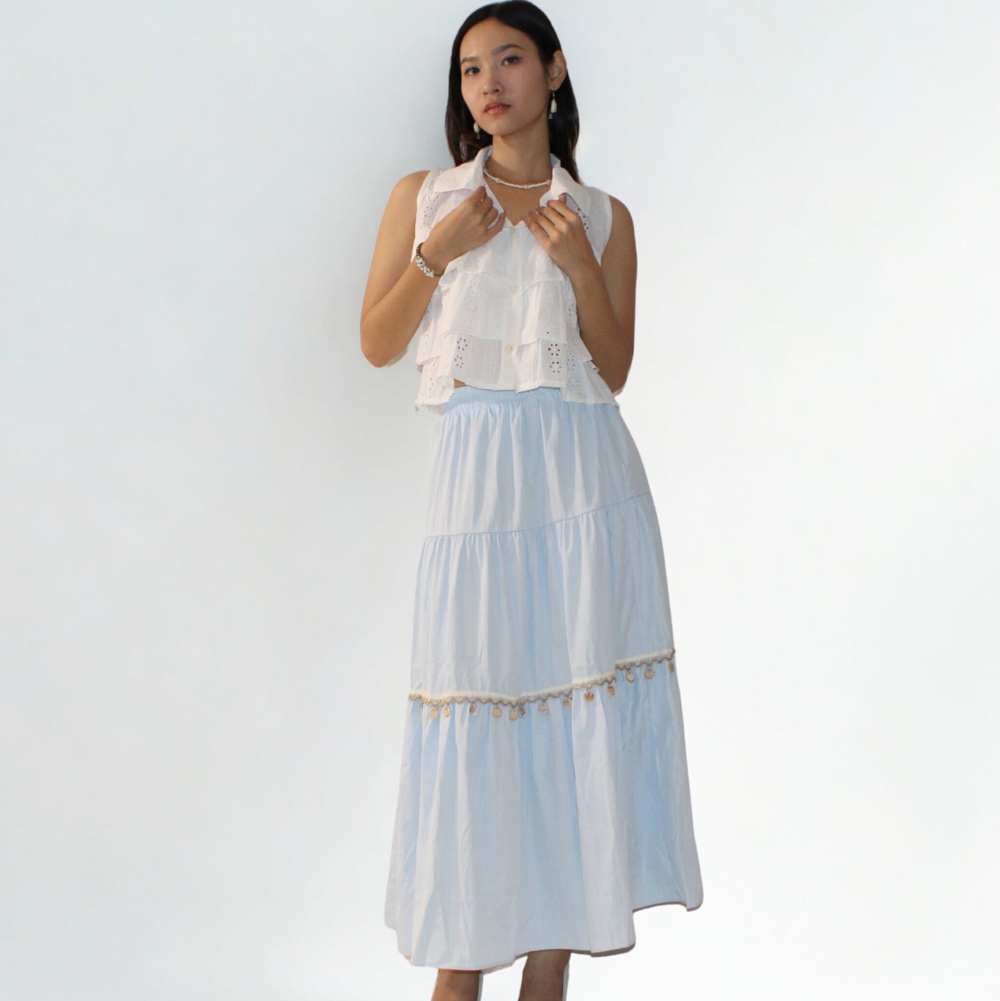 Isla Tiered Shell Taffeta Skirt