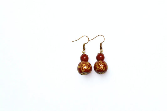 Lotus Bloom Gourd  Lacquerware Earrings – ER09