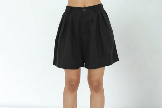 Tailored Breeze Shorts Black– Cotton Linen Blend