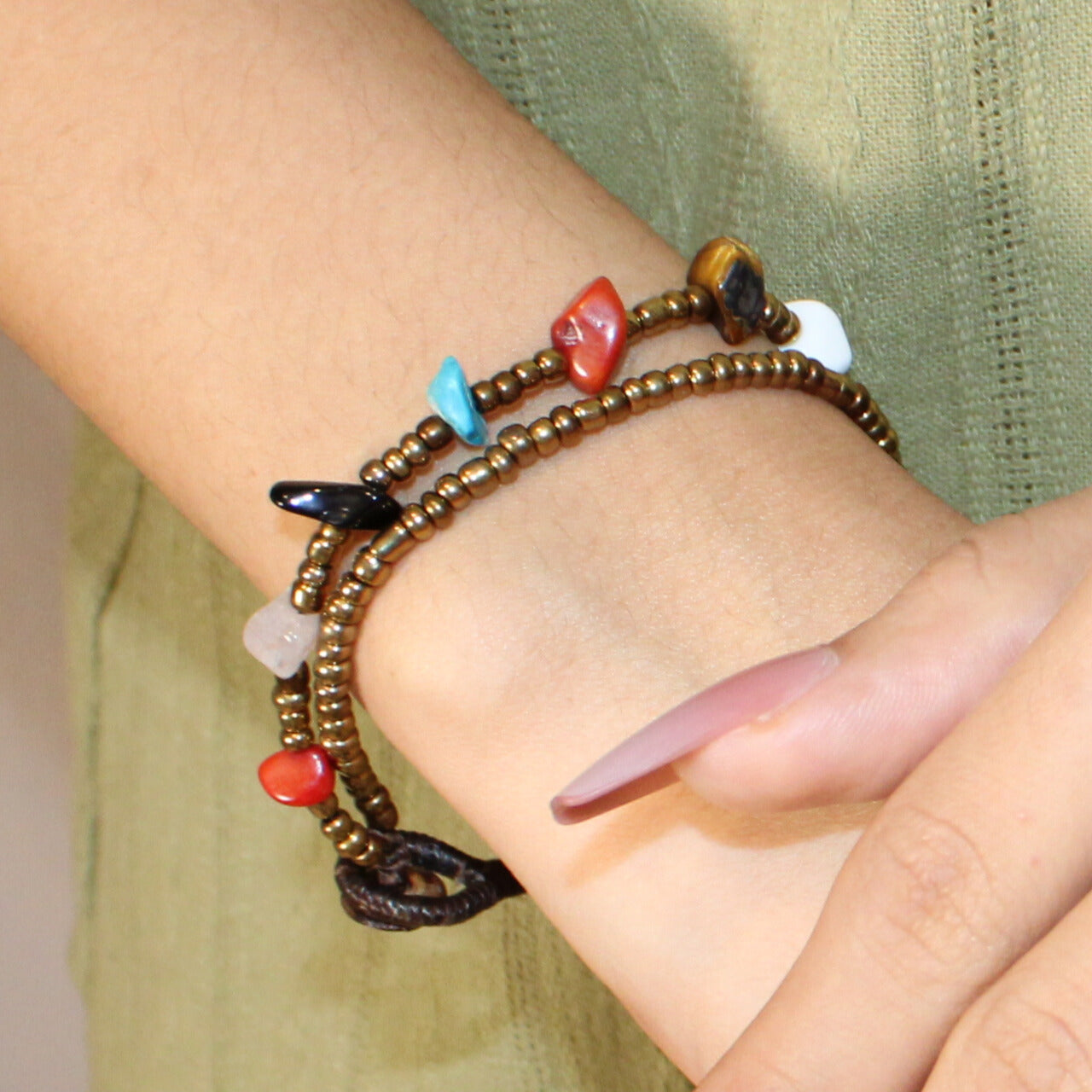Earthstone Charm Bead Bracelet