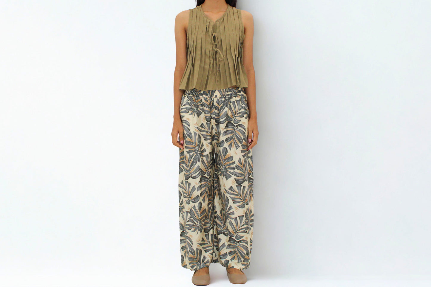 Tropical Leaf Print Cotton Pants – 100% Soft Cotton