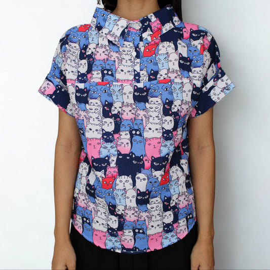 Pop Cats Button-Up Shirt